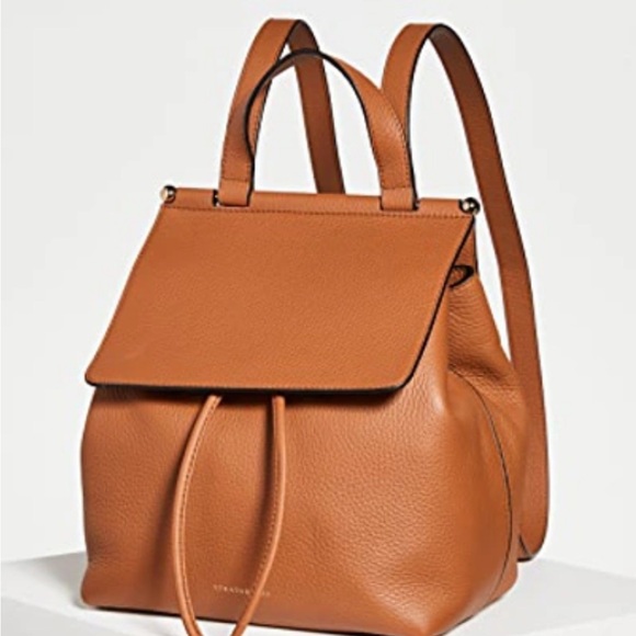 Strathberry Designer Luxury Backpack Tan Leather Purse Bookbag Medium  Handbag - Picture 1 of 11
